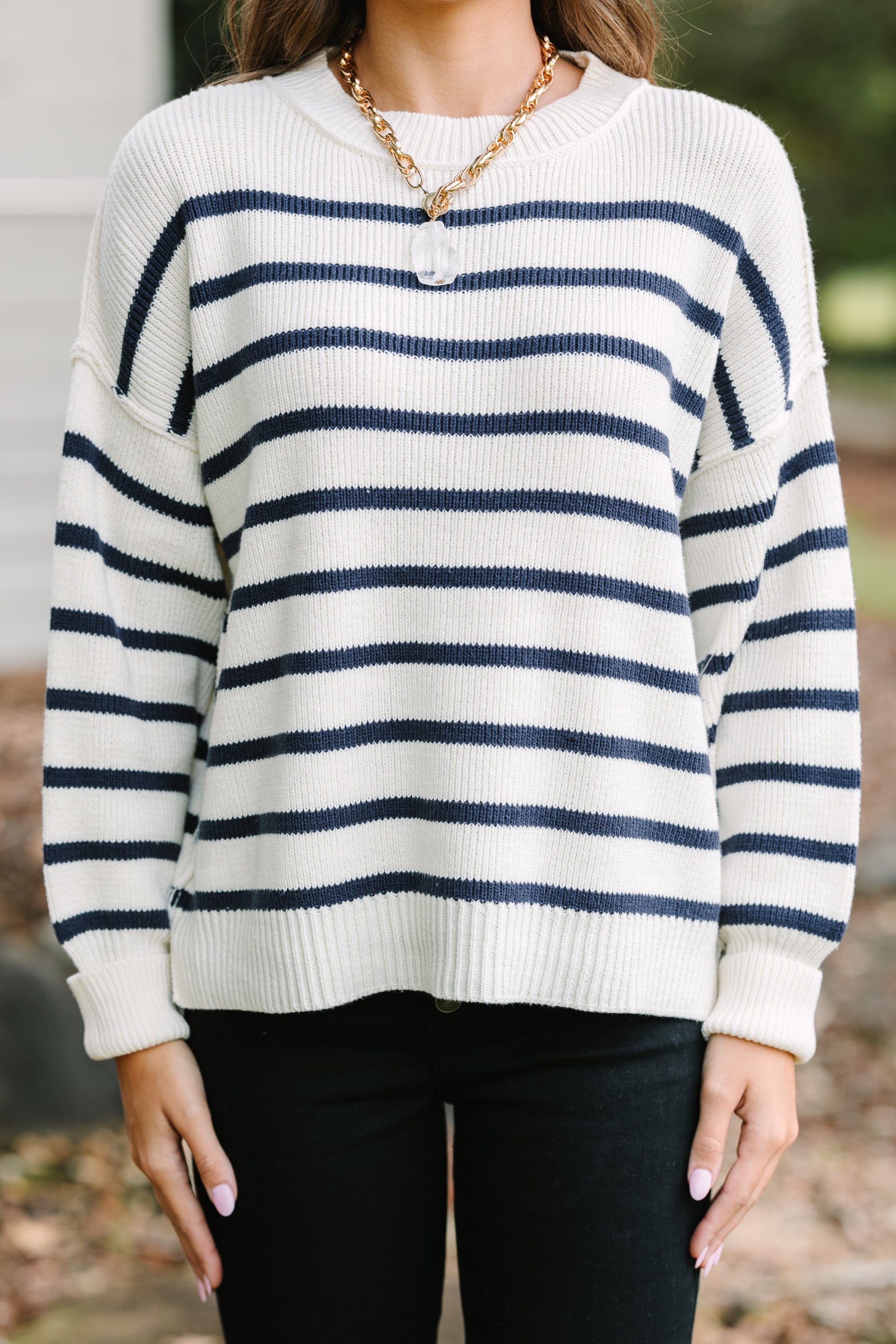 Way Off White Striped Sweater