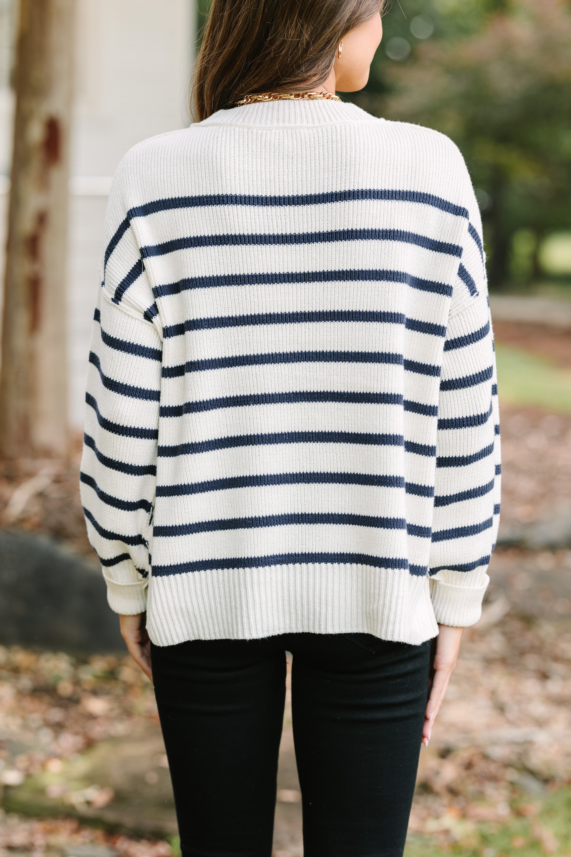 Way Off White Striped Sweater