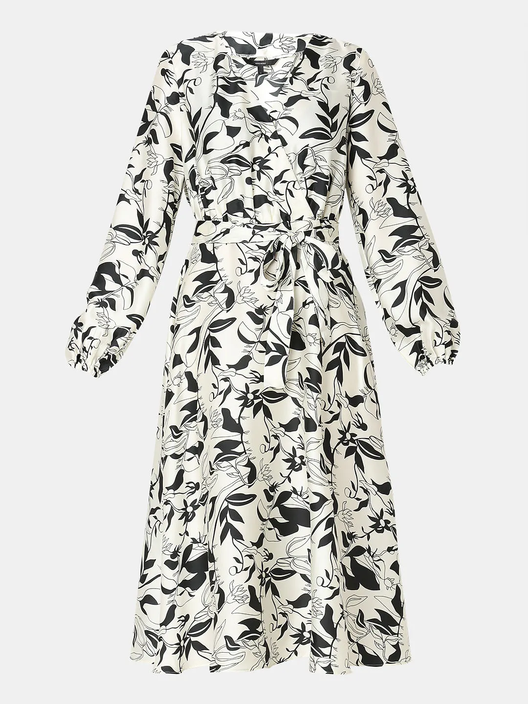 White Floral Midi Wrap Dress