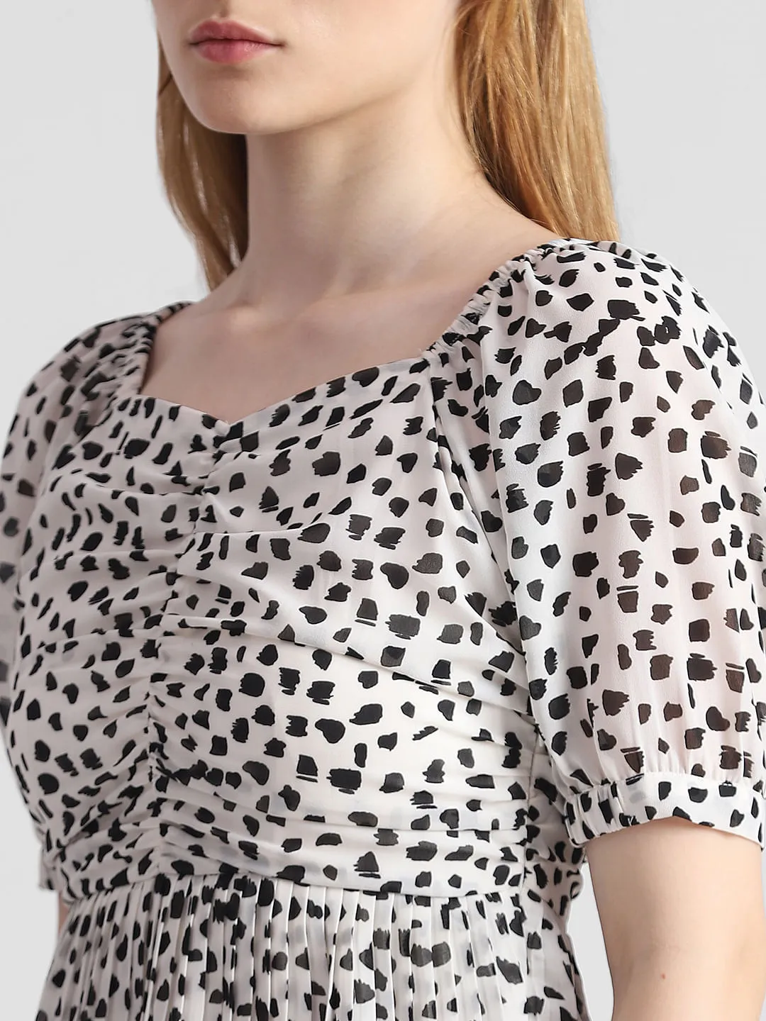 White Polka Dot Midi Dress for Women