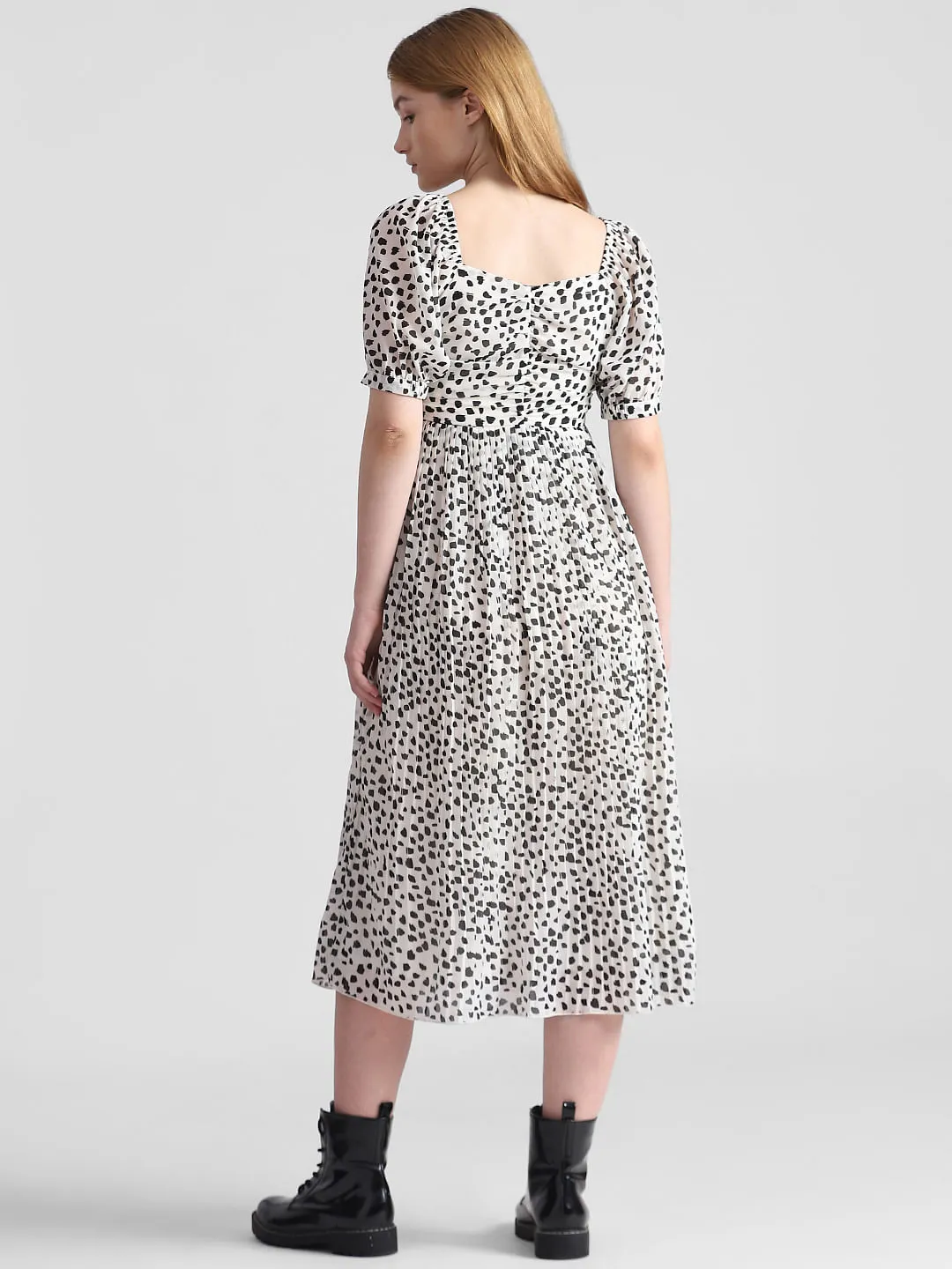 White Polka Dot Midi Dress for Women