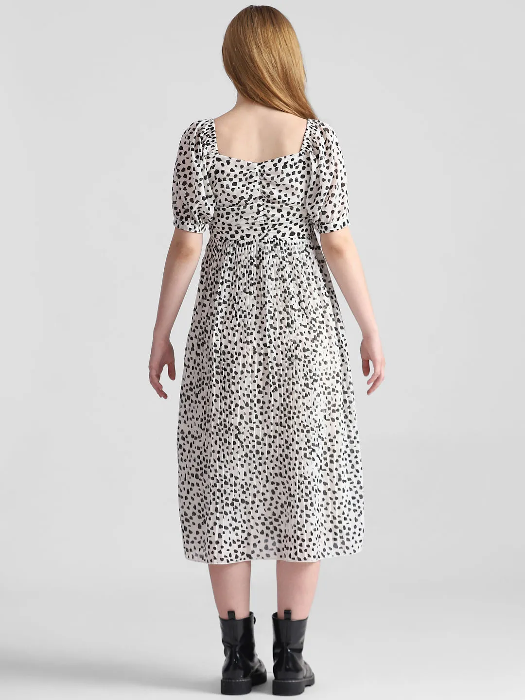 White Polka Dot Midi Dress for Women