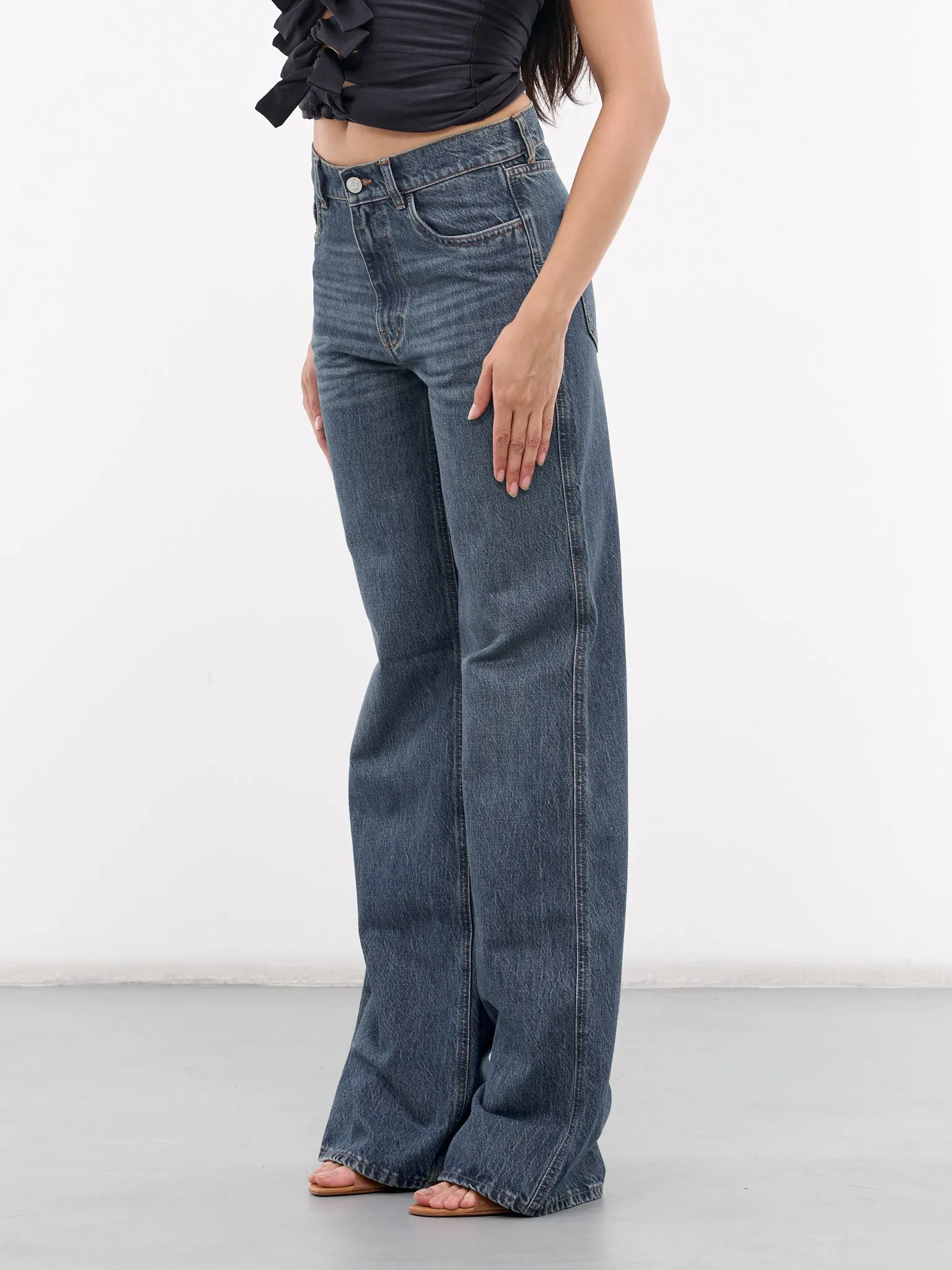 Wide Leg Denim Jeans COPP95252-BLUE