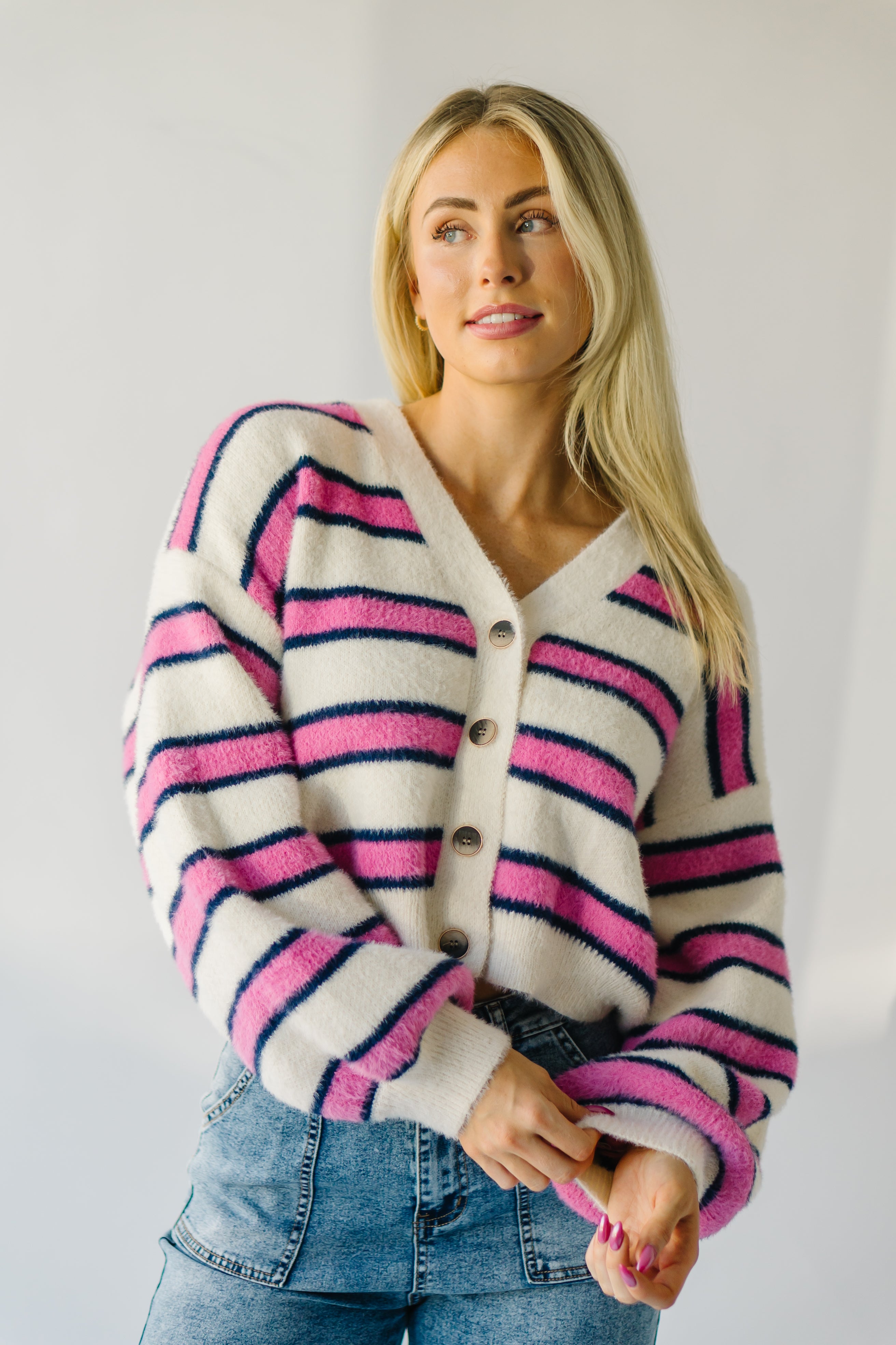 Willmar Mohair Cardigan Ivory Pink Multi