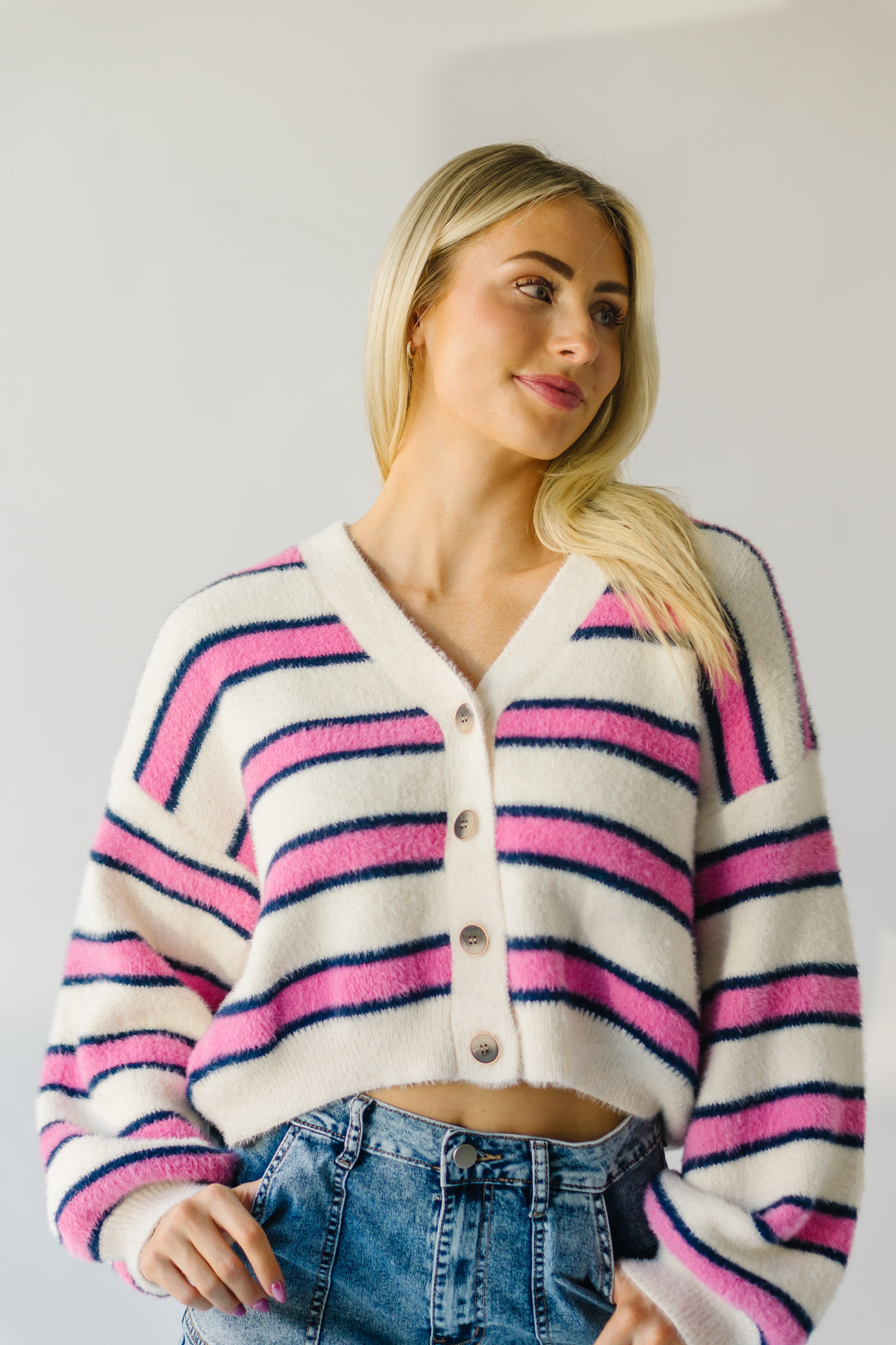 Willmar Mohair Cardigan Ivory Pink Multi