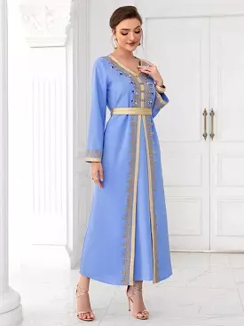 Women Islamic Rhinestone Abaya, Turkey Caftan Dress - S4833026.