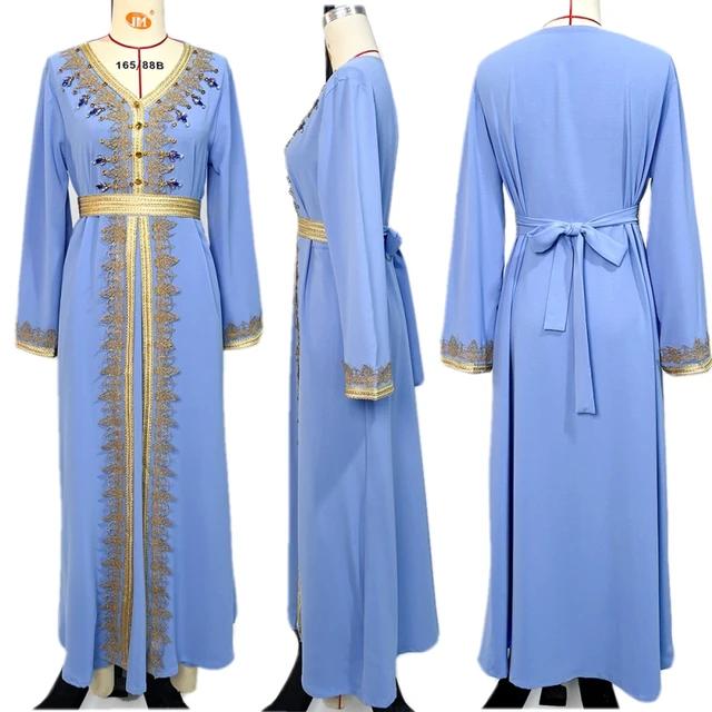 Women Islamic Rhinestone Abaya, Turkey Caftan Dress - S4833026.