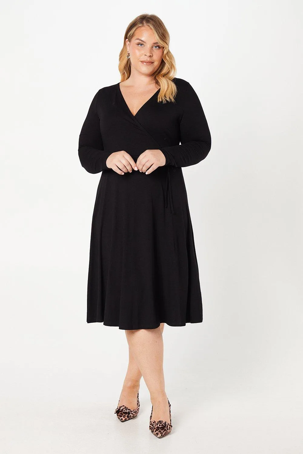 Curve Womens Midi Dress Wrap