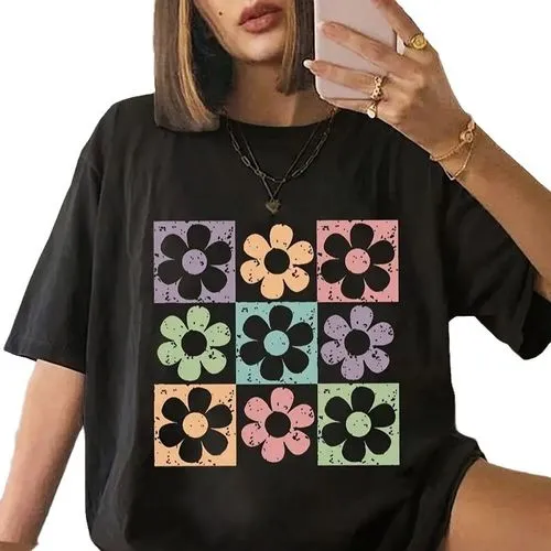 Women's Floral Short Sleeve Streetwear T-Shirt