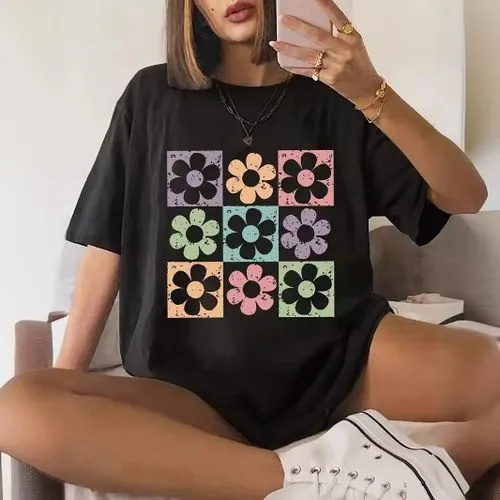 Women's Floral Short Sleeve Streetwear T-Shirt