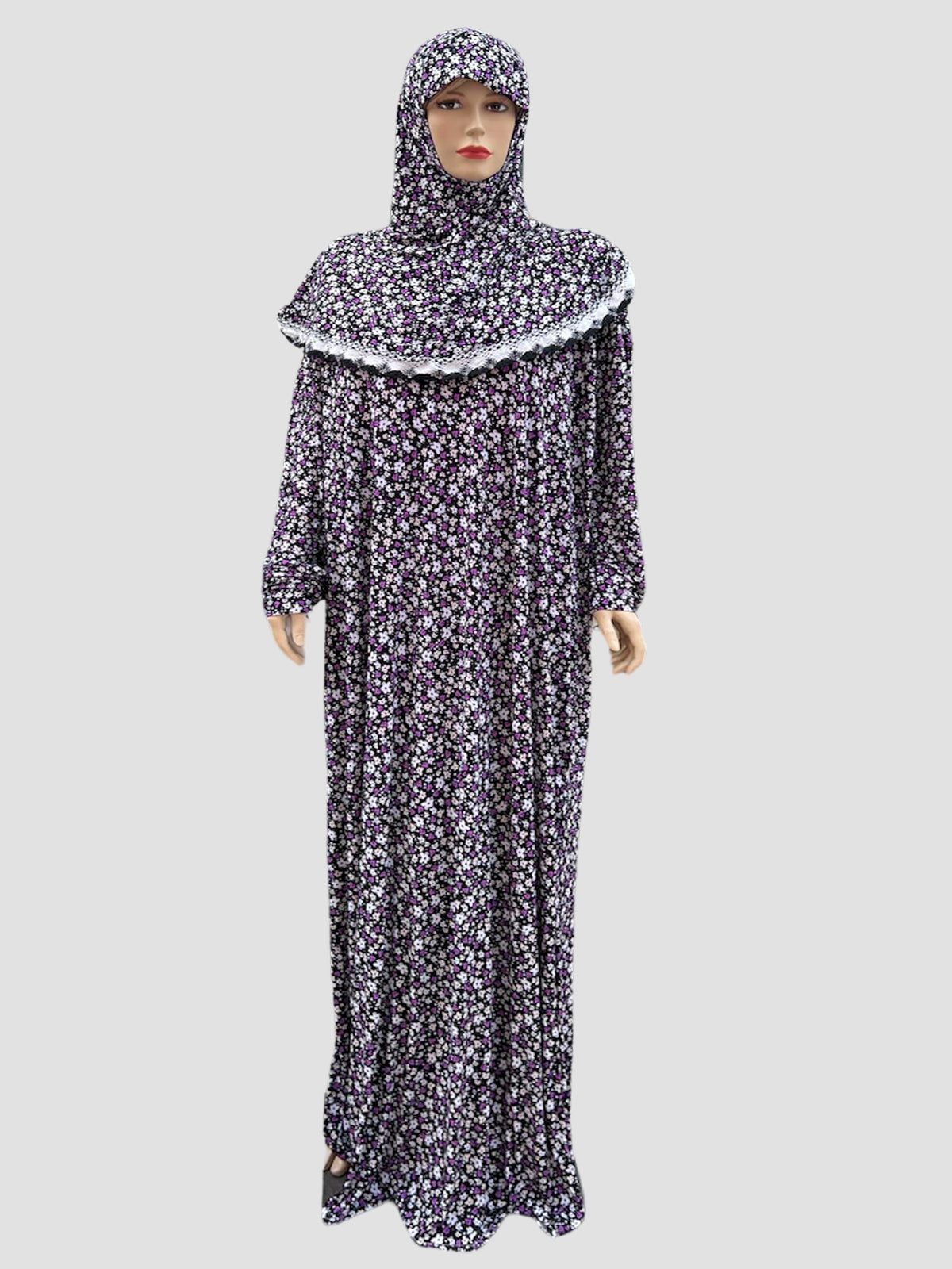 Women's Prayer Dress PD-829 - Printed Style Long Flare Sleeve Sports Hijab