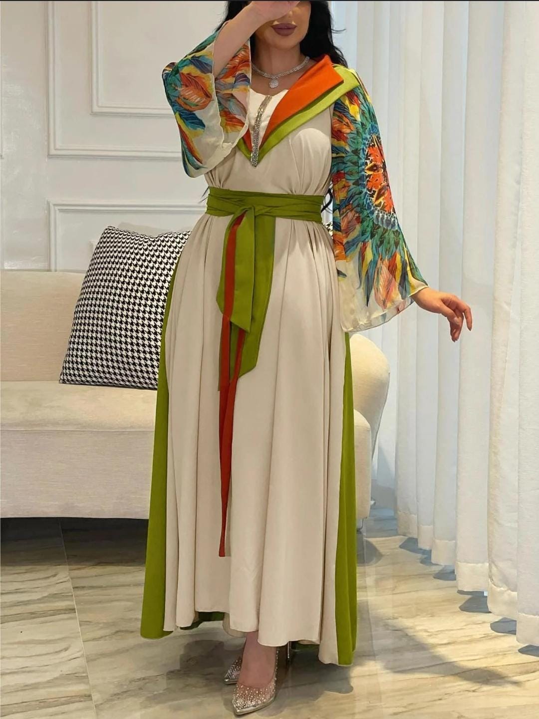 Women's Printed Abaya Kaftan Dress 2XL - S5017946