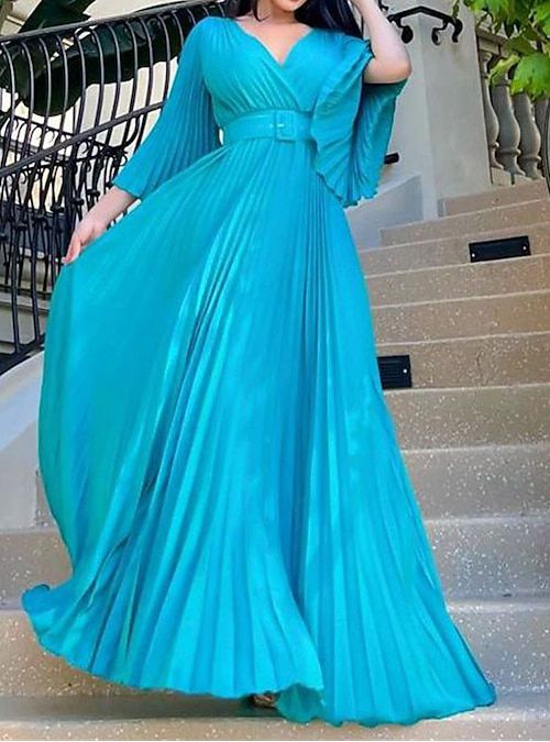 Women's V-Neck Party Swing Long Fashion Evening Dress