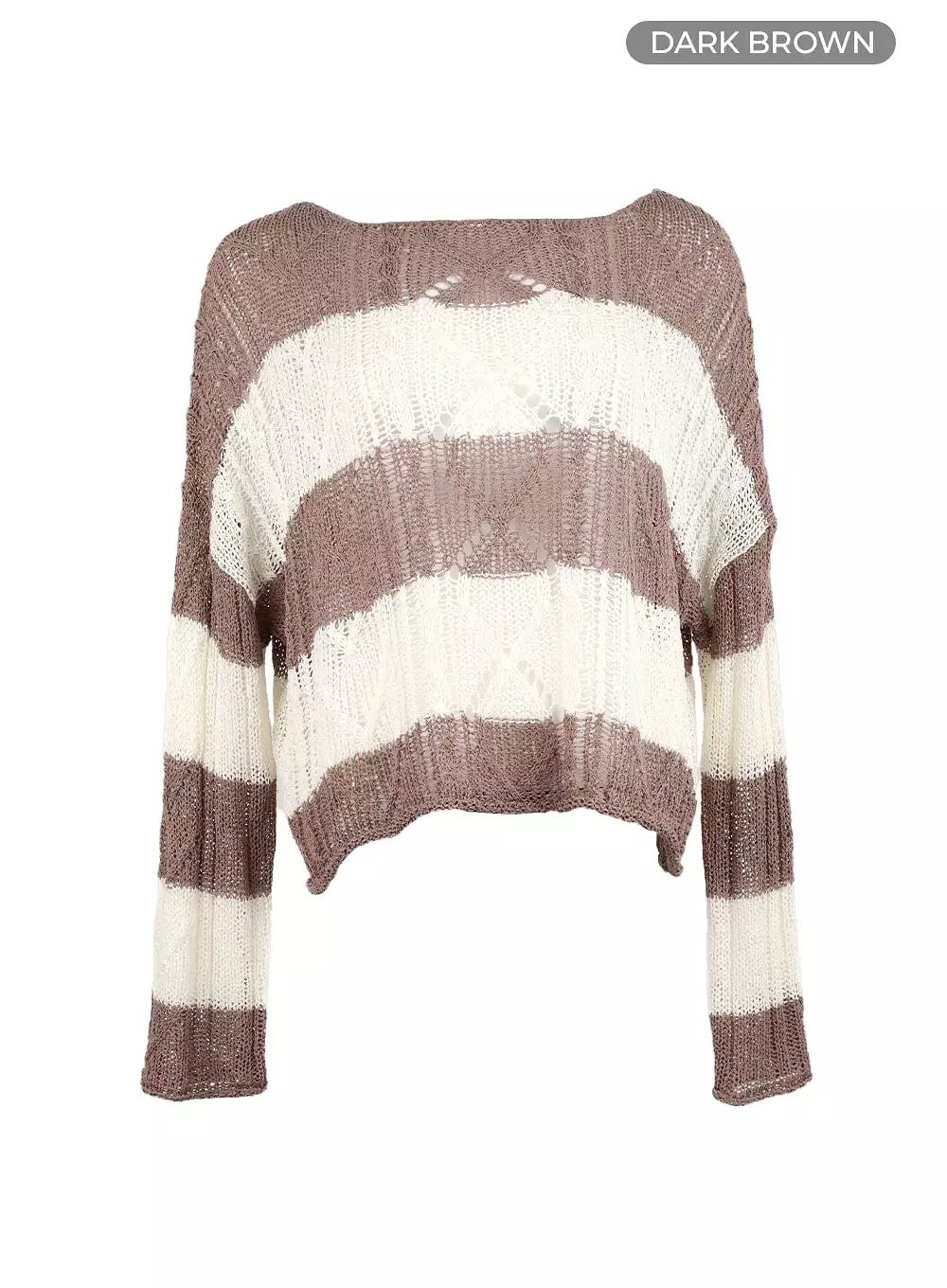 Wool Blend Striped Knit Sweater | Hollow Out | CM415