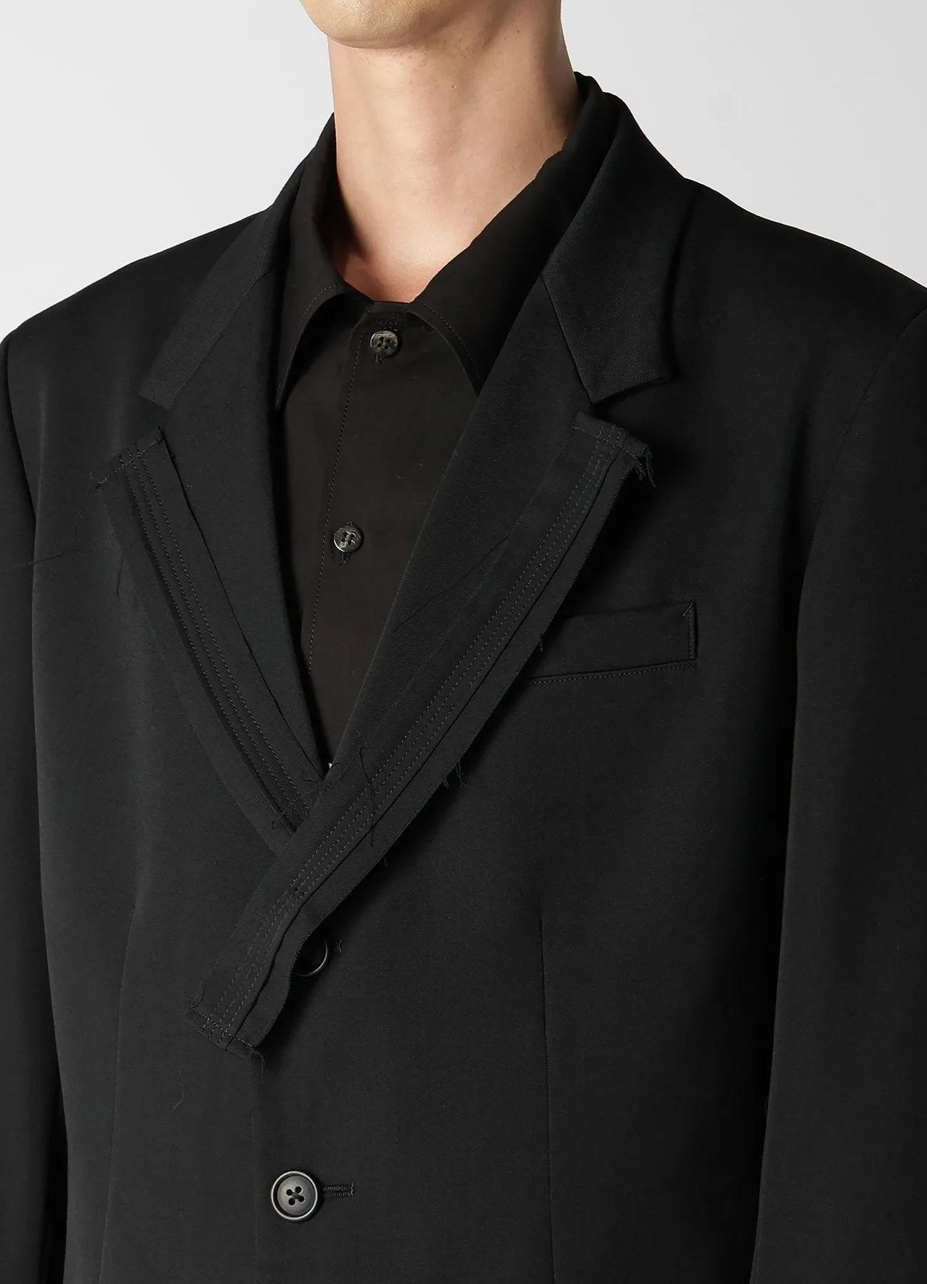 Wool Gabardine 3-Buttons Jacket Decorative Cloth