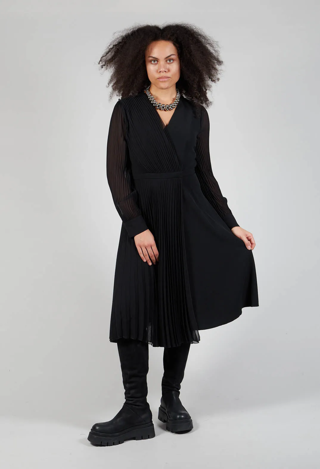 Black Wrap Midi Dress