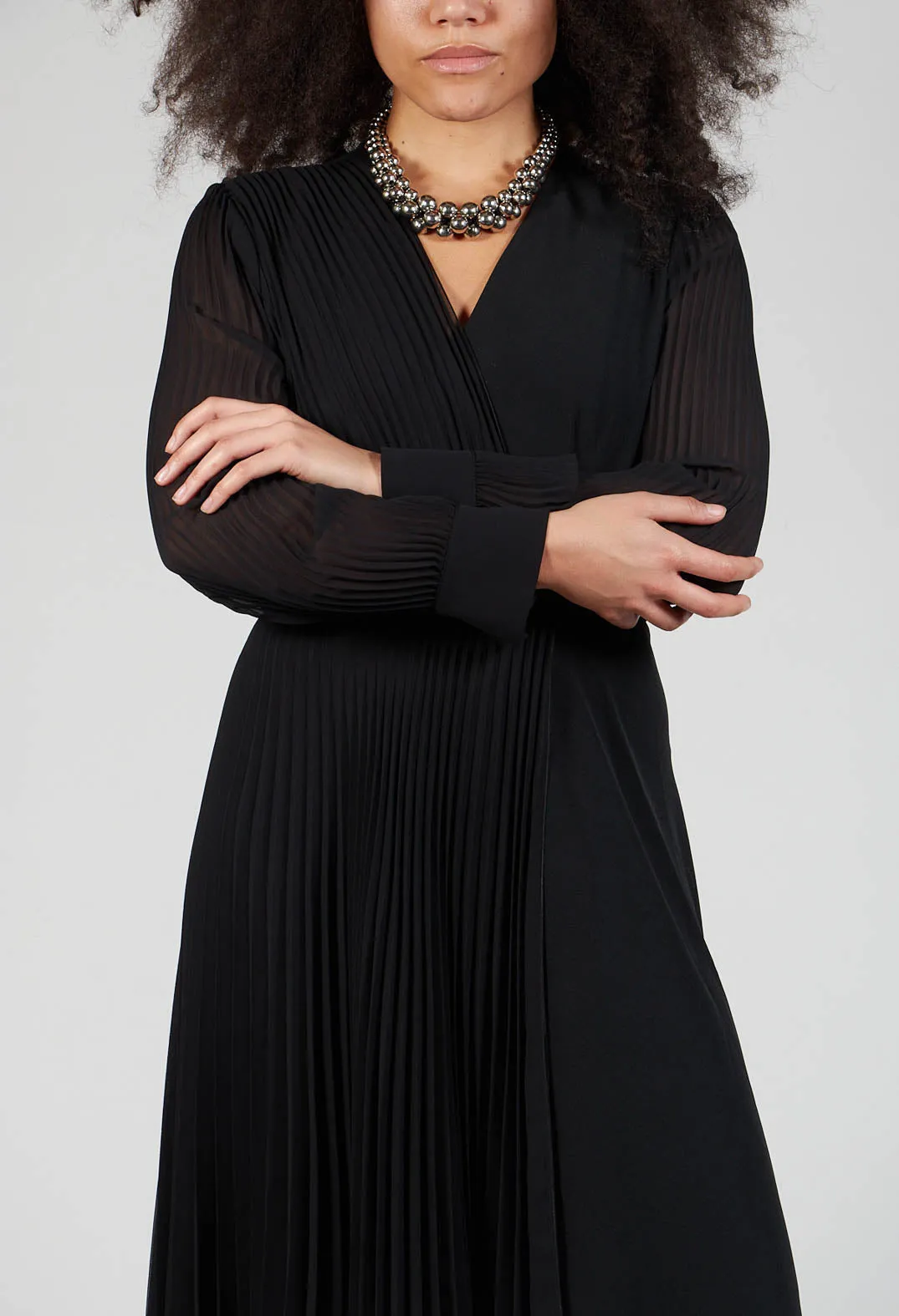 Black Wrap Midi Dress