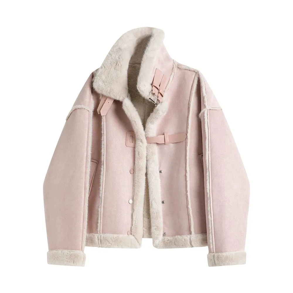 XinmonLee's Design Niche Stand-Up Collar Lamb Wool Coat Winter Feminine