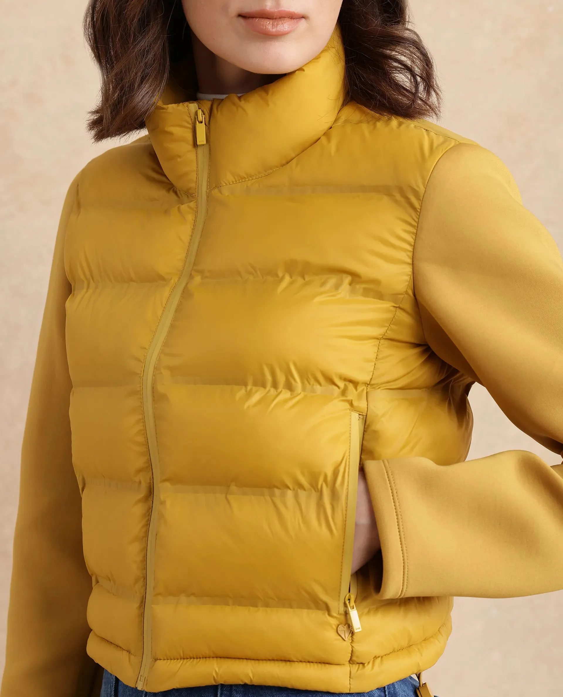 Yellow Zarcro Women Stand Collar Zipper Jacket