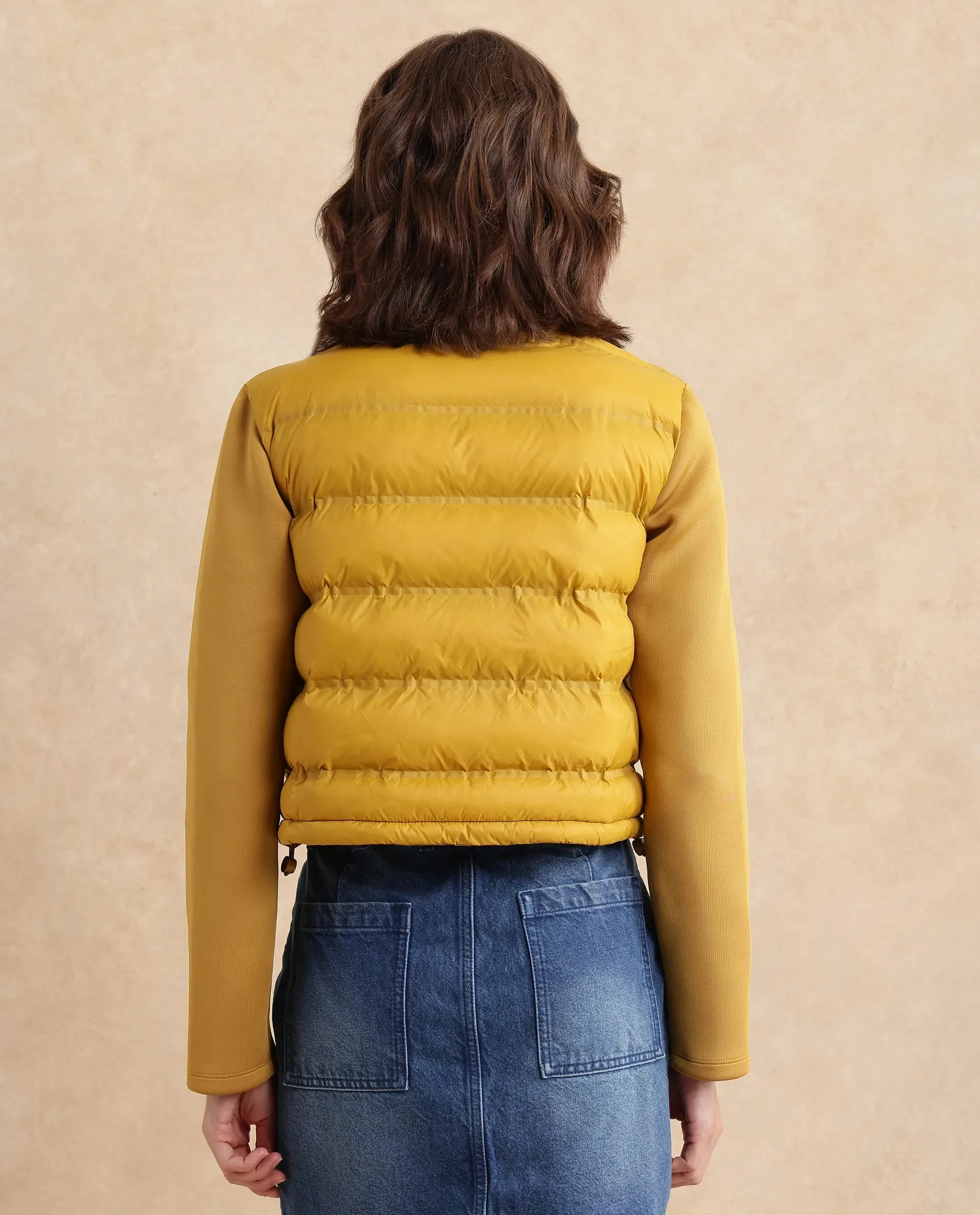 Yellow Zarcro Women Stand Collar Zipper Jacket