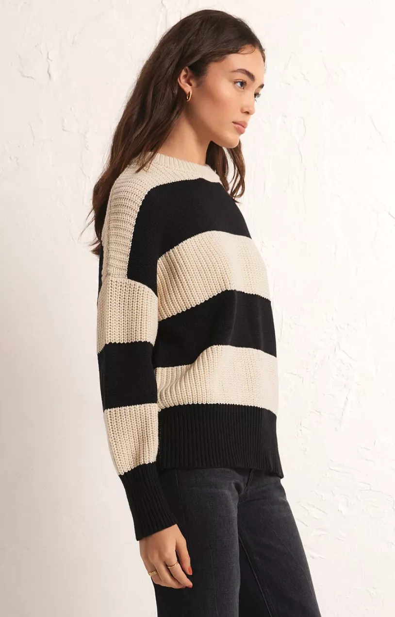 Z Supply Fresca Striped Sweater Black - Available for Purchase | Shop Now