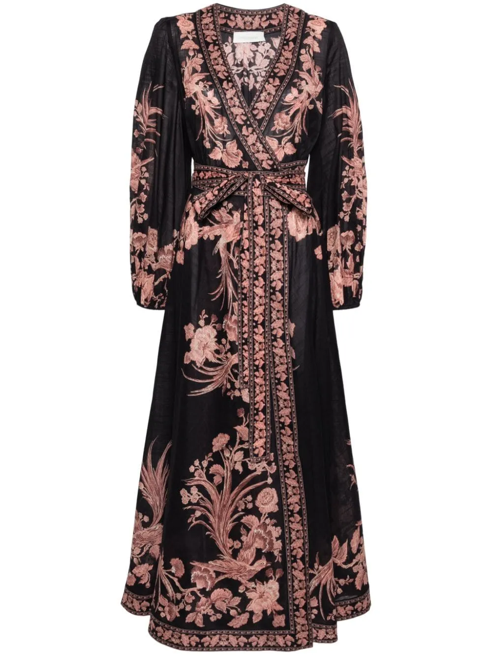 Elegant Floral Cotton Wrap Midi Dress - ZIMMERMANN