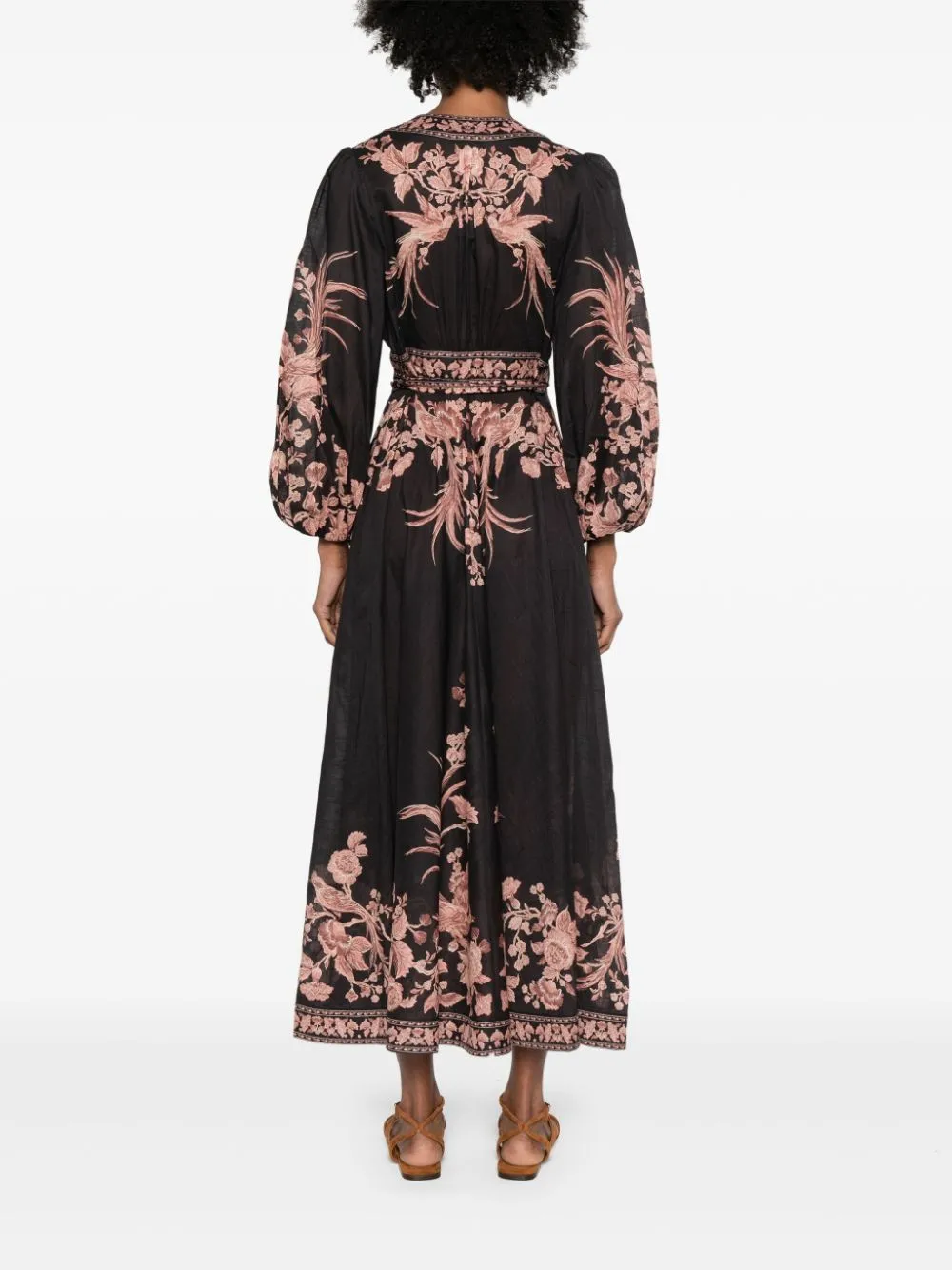 Elegant Floral Cotton Wrap Midi Dress - ZIMMERMANN