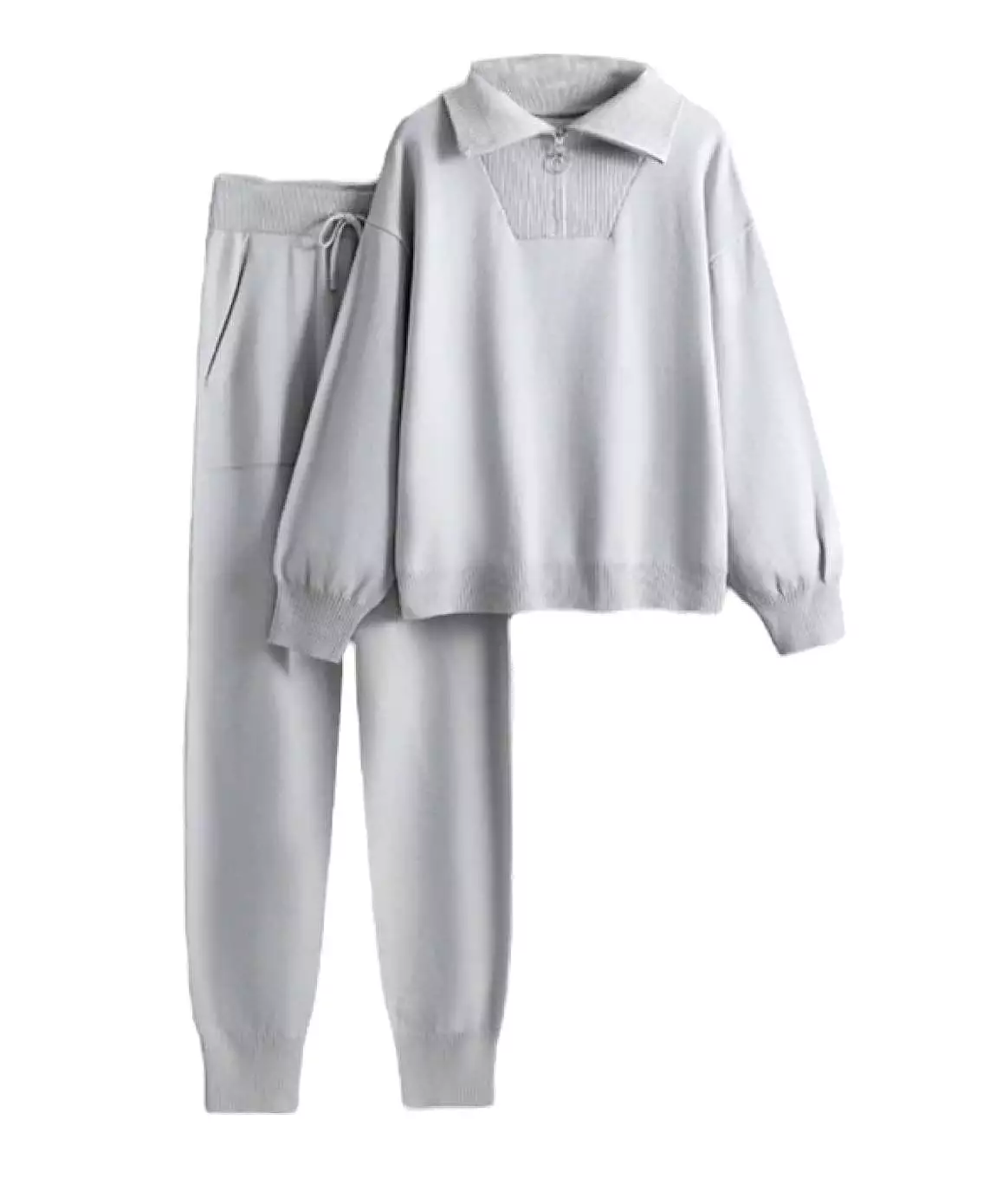 Zip Up Turtleneck Sweater and Long Pants Set